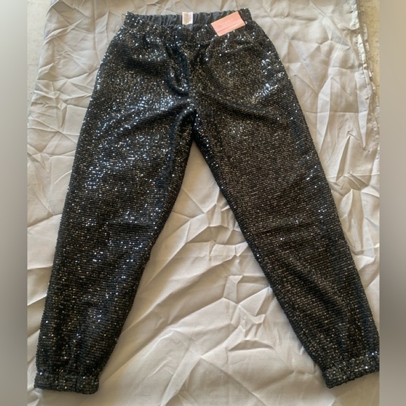 Medium Sequin Sparkly Black Joggers NWT - Picture 1 of 4